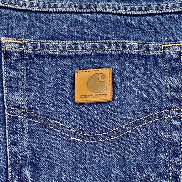 Carhartt 381-83 Relaxed Fit Men’s 36x32 Heavy Denim Dark Wash Work Blue Jeans - Picture 4 of 7